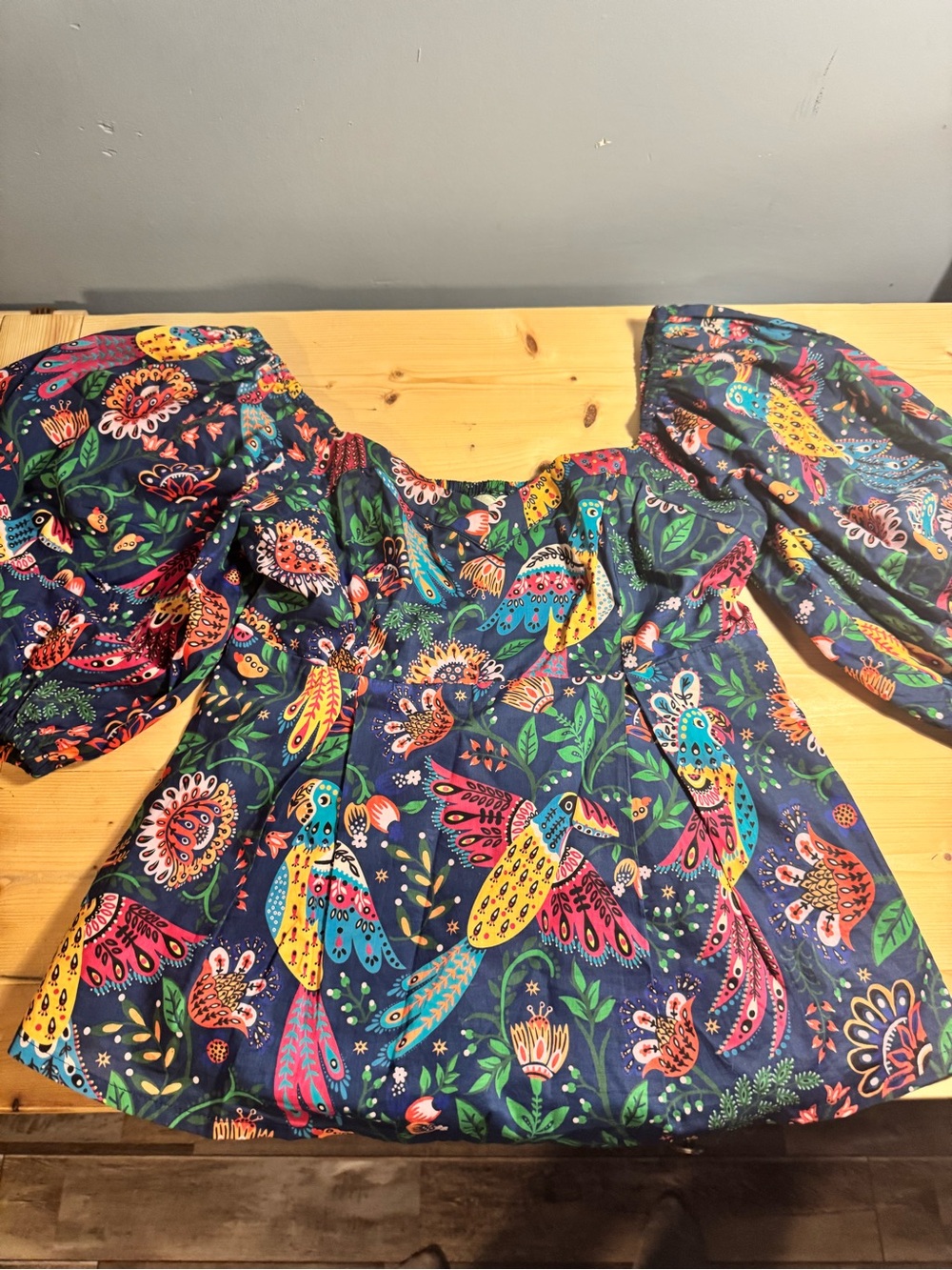 FARM Rio Navy Off-Shoulder Parrot & Floral Blouse - Picture 2 of 8